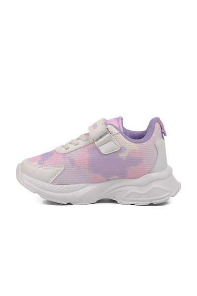 Aspor White Lilac Mesh Velcro Girls' Sports Shoes