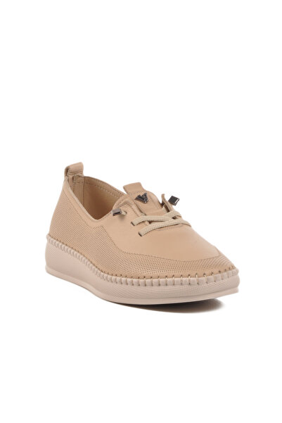 Voyager Beige Genuine Leather Anatomical Women's Casual Shoes