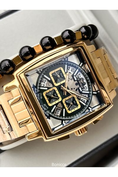 FERRO In Stylish Box,Yellow Green, Steel Cord,Square Dial,Functional Men's Watch Bracelet Gift