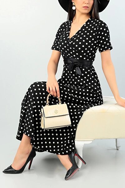 azra moda Short Sleeve Polka Dot Dress