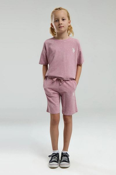 U.S. Polo Assn. Girl's Crew Neck 100% Cotton Bermuda Suit Th2Clv8Rpll9