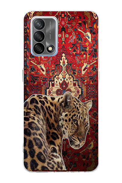 moonset Oppo A74 Uyumlu Leopar Tasarımlı Baskılı Şeffaf Telefon Kılıfı