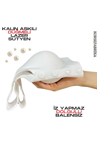 KORSEFABRİKA Laser Front Button Invisible Wire Free Seamless Ghost Bra with Removable Pads