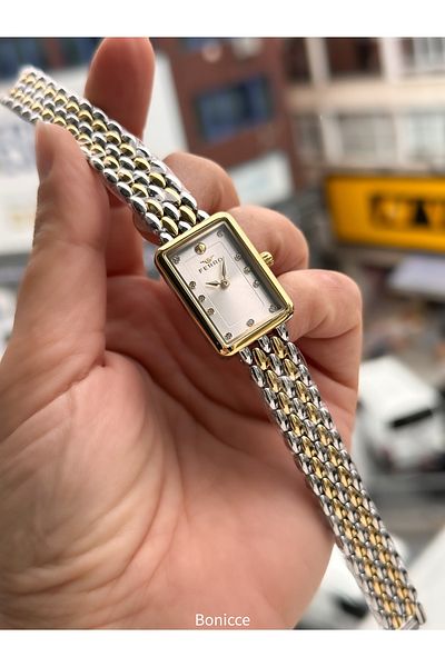FERRO Stylish Box, Yellow Steel Cord, Rectangular Case, Vip Series Women's Wristwatch Bracelet Gift