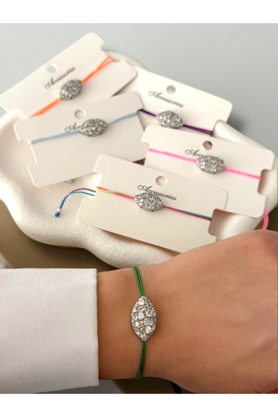 Finery by Nerrs Kırık baget yeşil renkli ayarlanabilir ip bileklik