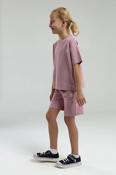 U.S. Polo Assn. Girl's Crew Neck 100% Cotton Bermuda Suit Th2Clv8Rpll9