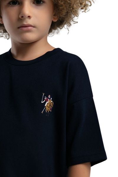 U.S. Polo Assn. Παιδικό μαύρο ποδηλατικό γιακά με κοντό μανίκι U.S. Polo Διπλό κοστούμι VR.us.d21.ç19.y.11