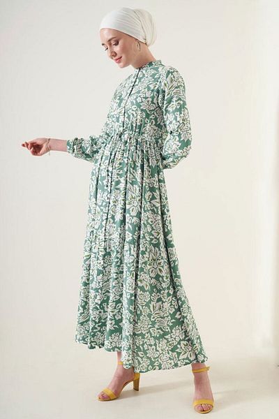 MRA Fashion 2144 Judge Collar Hijab Dress - Çağla