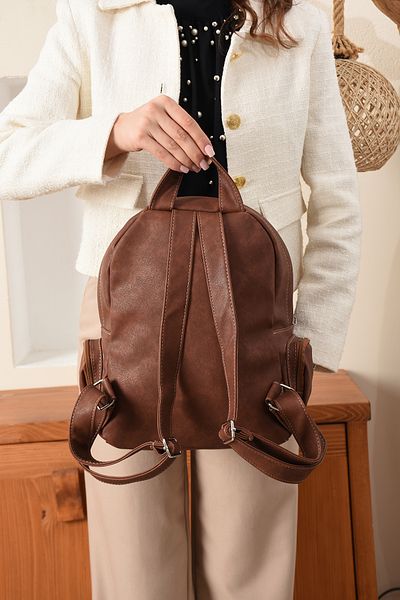 çantamgelsin Just Polo Women's Washed Leather 4 Compartment Backpack (38X26 cm)