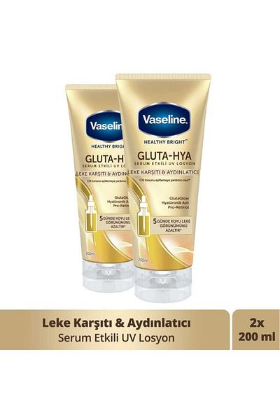 Vaseline Gluta Hya Serum 200ml x2 - UV Body Lotion, Anti-Blemish and Brightening