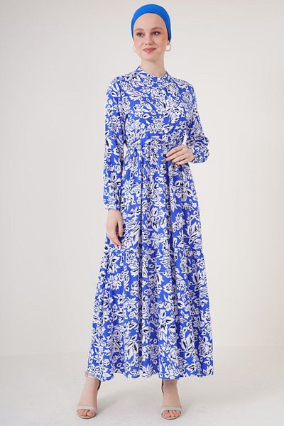 modaserdem 2144 Magnificent Collar Hijab Dress - Saks