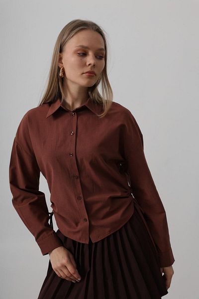 Moka Shopin Mokashopin Basic Shirt with Side Ties - Dark Brown