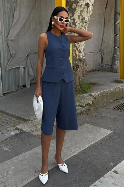 MRA Fashion Viscon Suit with Midi Shorts and Vest 10167