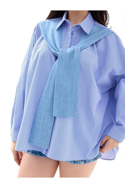 passense 7074 Shirt-Blue with White Stripes