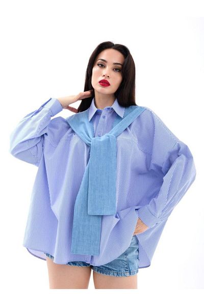 passense 7074 Shirt-Blue with White Stripes
