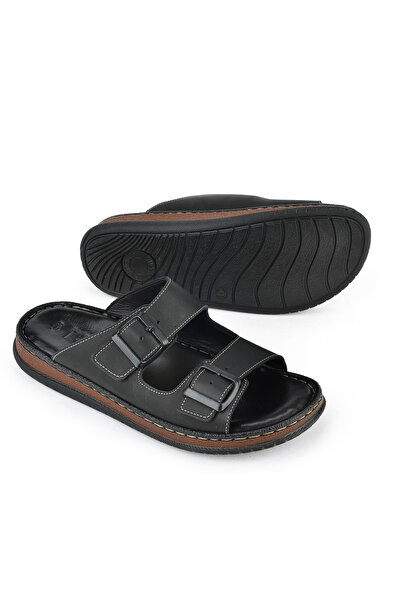 Ziya , Erkek Hakiki Deri Terlik 1511045ZS1 Siyah