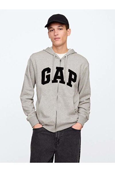 GAP V-Frch Ft Herıtage Logo Po Fz - 868454009 Ανδρικό φούτερ με κουκούλα ΓΚΡΙ