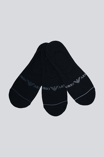 Emporio Armani Men's Jacquard Logo Stretch Cotton 3-Piece Navy Blue Socks Em 000548   Af12276-Mb154