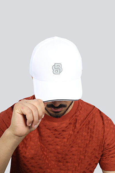 BOSS Erkek Kabartmalı Kauçuktan Yapılmış BOSS Yazı Ayarlanabilir Beyaz Spor Ş...