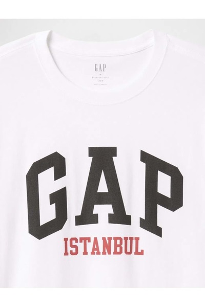 GAP Ανδρικό λευκό μπλουζάκι με λογότυπο Istanbul για καθημερινή χρήση