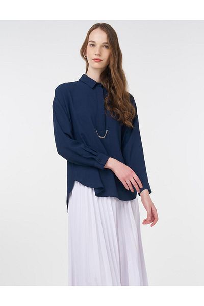Kayra Patı Κρυφό Πουκάμισο Πέτο Basic Μπλούζα Navy Blue