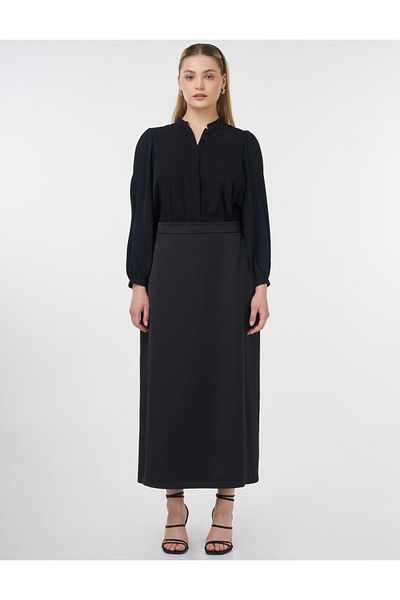 Kayra Fusta din satin cu talie inalta neagra