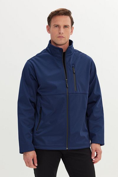 AC&Co / Altınyıldız Classics Men's Navy Blue Warm Comfort Fit Relaxed Cut Stand Collar Coat