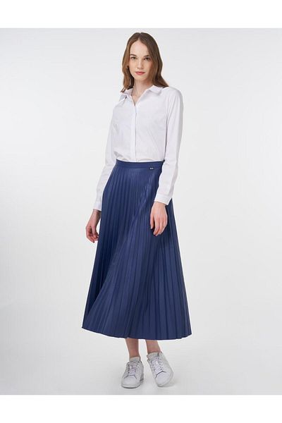KYR Elastic Waist Pleated Faux Leather Skirt Saks