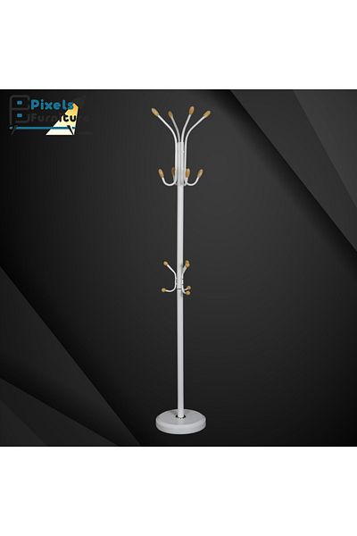 PixelsFurniture Modern Design Metal Clothes Hanger, Marble Base with 12 Hooks for Hanging Clothes and Scarves by Pixel Furniture