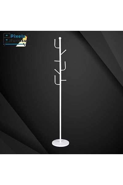 PixelsFurniture Pixel Furniture Modern Design Metal Clothes Hanger, Marble Base with 7 Hooks for Hanging Clothes and Scarves