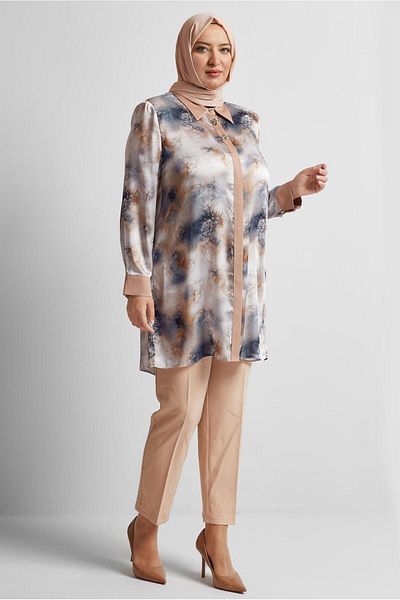 Alvina Patterned Satin Tunic 20743