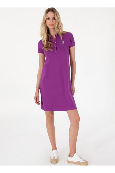 U.S. Polo Assn. SUA Polo Assn. Rochie de damă standard violet deschis cu guler polo GURLIN25