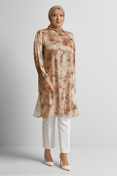 Alvina Patterned Satin Tunic 20738
