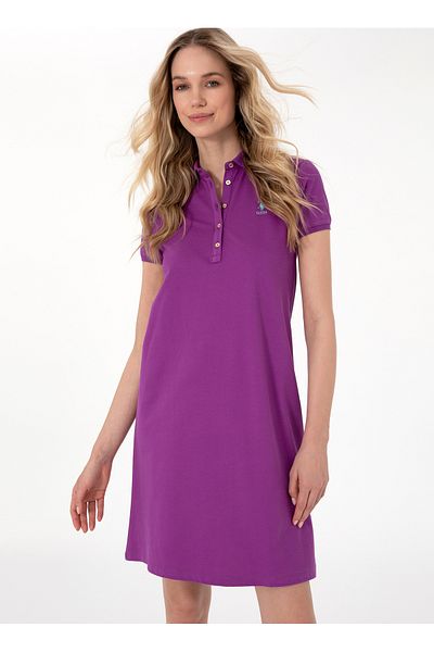 U.S. Polo Assn. SUA Polo Assn. Rochie de damă standard violet deschis cu guler polo GURLIN25