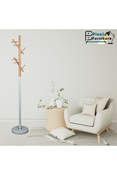 PixelsFurniture Modern Design Metal Clothes Hanger, Marble Base with 12 Hooks for Hanging Clothes and Scarves by Pixel Furniture