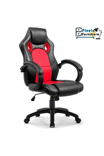 PixelsFurniture Pixel Furniture Leather Gaming Chair, Comfortable High Back Computer Office Chair with Head Support