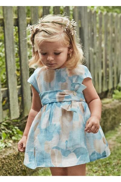 MAYORAL Kız Bebek Baskılı Elbise Mavi
