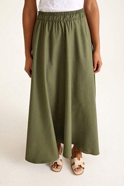 QANU Green Linen Skirt