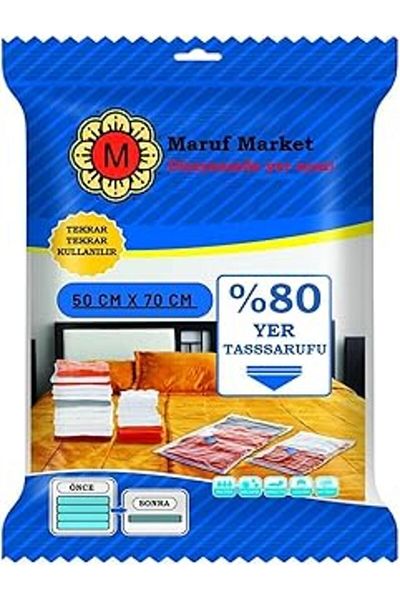 DERİK Beyyine Home Υψηλής Ποιότητας Σακούλα Κενού (S) 50 cm X 70 cm - Περιστρεφόμενο & Μπλε κάλυμμα - Κενό Σακούλα