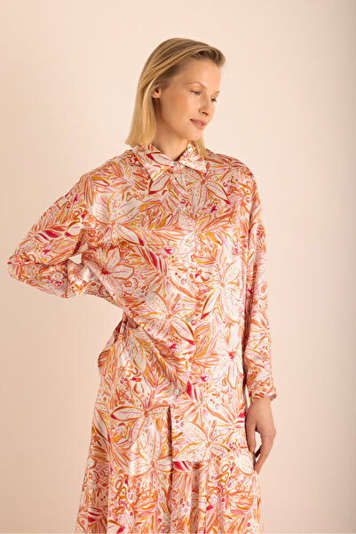 Aker Desenli Klasik İpek Tunik