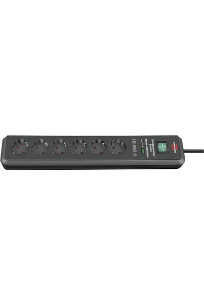 STOREMAX Brennenstuhl Secure-Tec Multi-Plug Socket, 6-Piece High Voltage Protected (2 m Cable and Switched Socket, Al