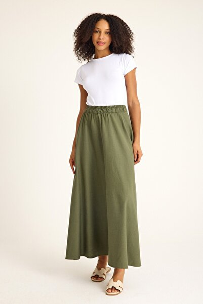 QANU Green Linen Skirt