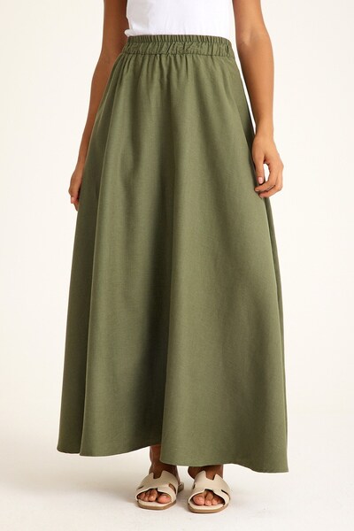 QANU Green Linen Skirt