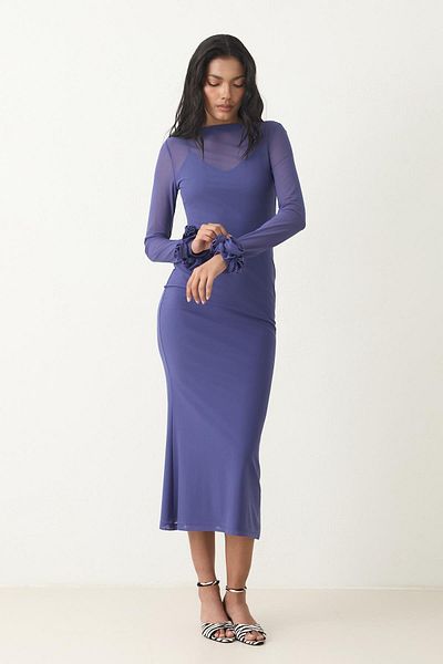 Setre Rochie violet transparentă și cu mâneci lungi