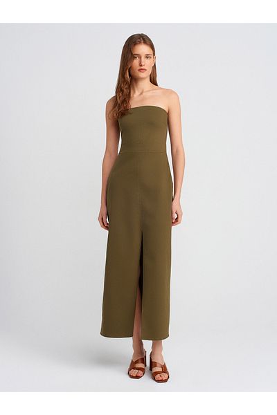 Dilvin   Rochie fără bretele kaki Număr model: 90758