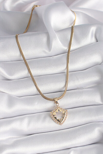 BSRE Gold Color Italian Chain Star of David Women's Necklace (316L Steel)