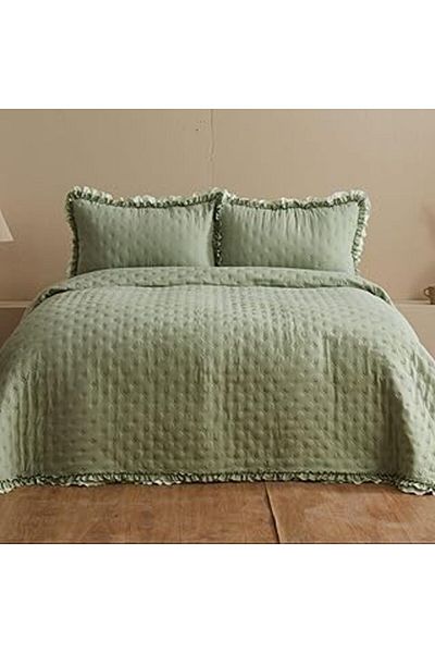 Mu Art Ahşap Karaca Home Viona Double Bedspread Set Sage