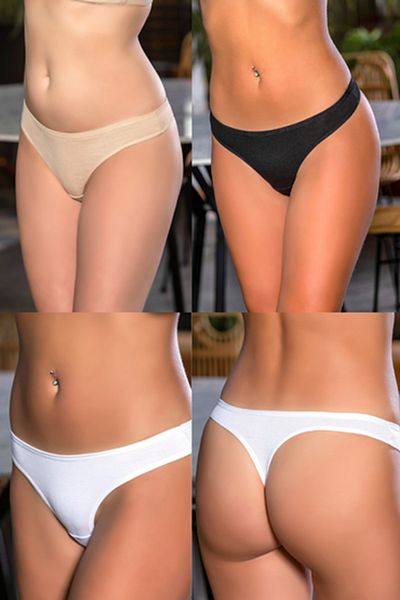 Motto10butik Cotton String (Mixed) Black-White-Skin (Mgp2962)