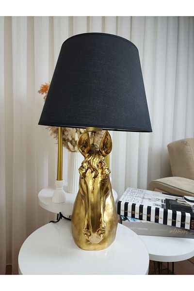 teknotrust Decorative Gold Horse Figured Black Hat Lampshade Trinket