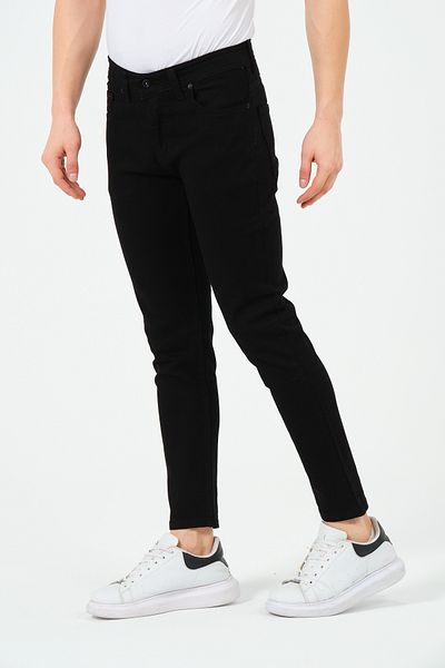 moda biz Ανδρικό μαύρο τζιν Extra Slim Fit Skinny τζιν παντελόνι Lycra μέχρι τον αστράγαλο
